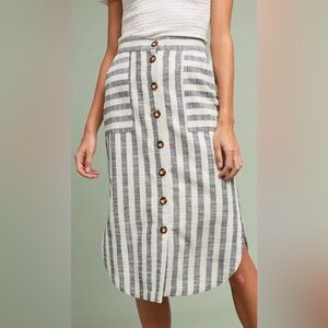Maeve Black and White Striped Midi Skirt